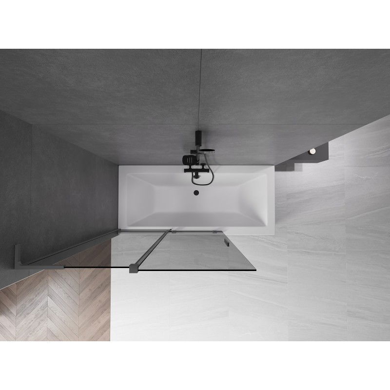 Mexen Velar L vaničková zástena 2-krídlová posuvná 120 x 150 cm, grafit, gun metal - 896-120-003-41-95