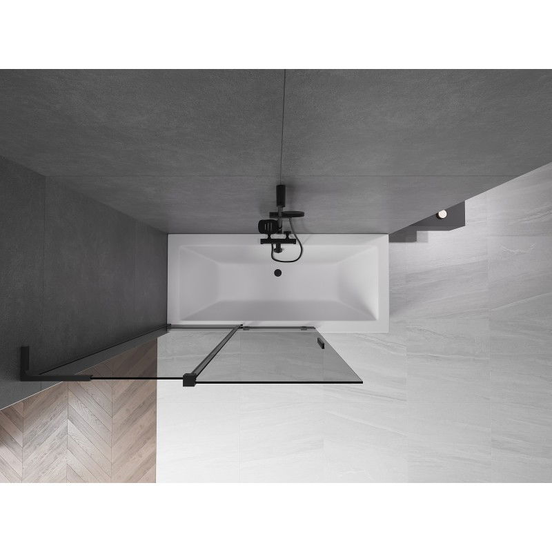 Mexen Velar L vaňová zástena dvojkrídlová posuvná 120 x 150 cm, grafitová, čierna - 896-120-003-41-70