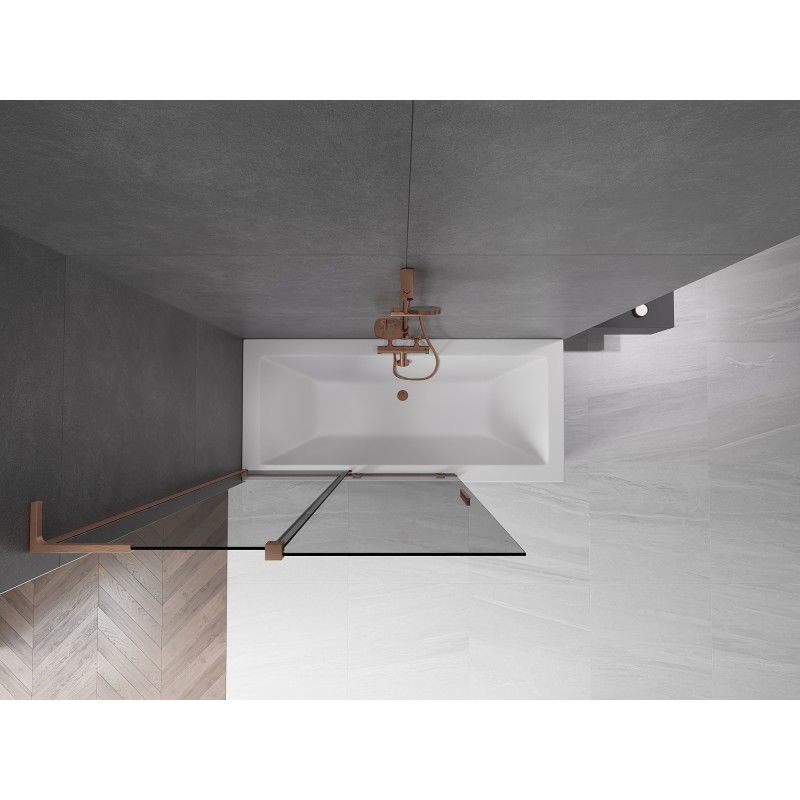 Mexen Velar L vaňová zástena so 2 krídlami, posuvná 120 x 150 cm, grafit, brúsená meď - 896-120-003-41-65