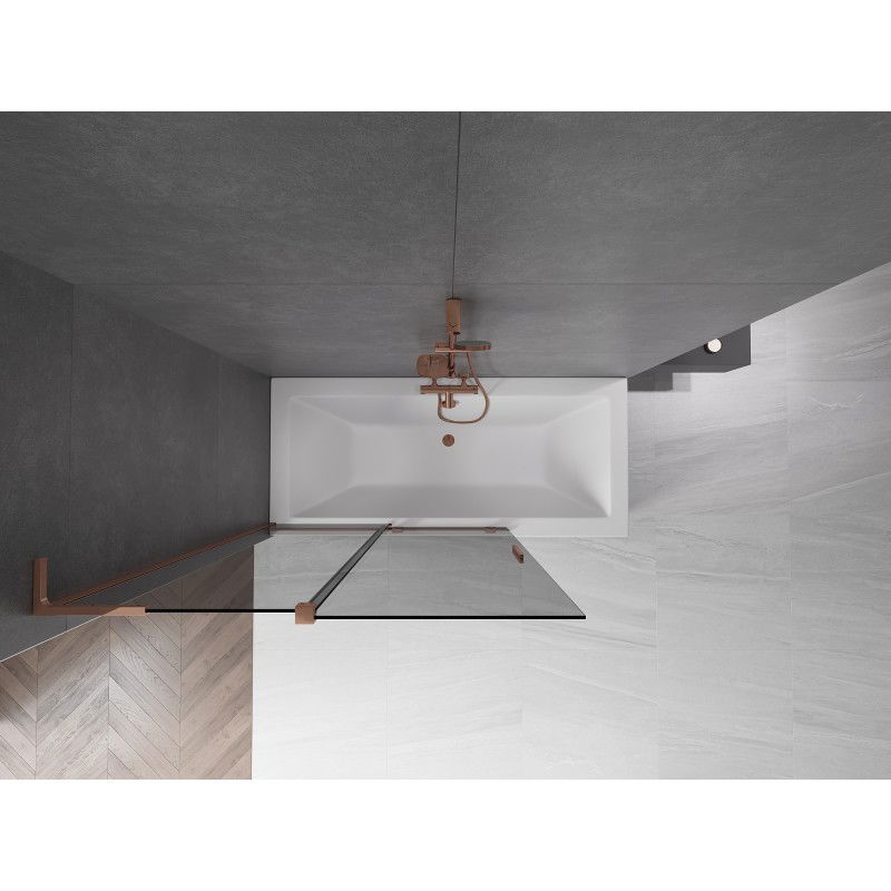 Mexen Velar L paraván na vaňu, 2-krídlový posuvný 120 x 150 cm, grafit, ružové zlato - 896-120-003-41-60