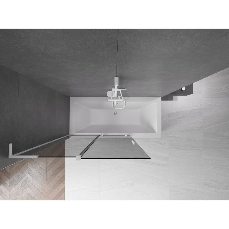 Mexen Velar L vaňa s paravánom 2-krídlový zasúvací 120 x 150 cm, grafit, biely - 896-120-003-41-20