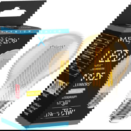 Mexen Vintis LED žiarovka typu filament E27, A60, 12W, Teplá - 2700K, 1125 lm, jantárová - L150-E27-1227-50