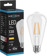 Mexen Vintis LED vláknotá žiarovka E27, ST64, 6W, Teplá - 2700K, 720 lm, číra - L152-E27-0627-00