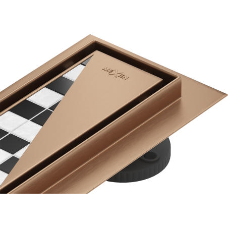 Mexen Flat 360° M13 otočný líniový odtok 2v1 70 cm, kartáčovaná meď - 1C10070-40