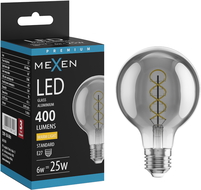 Mexen Vintis Žiarovka filament špirála LED E27, G80, 6W, Teplá - 2700K, 400 lm, dymová - L165-E27-0627-70