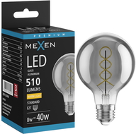 Mexen Vintis Žiarovka filament špirála LED E27, G80, 8W, Teplá - 2700K, 510 lm, dymová - L165-E27-0827-70