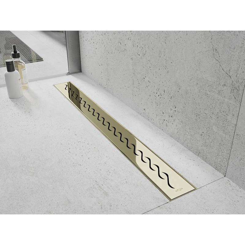 Mexen Flat M18 maskovacia tvarovka pre líniový odtok 100 cm, zlatá - 1523100