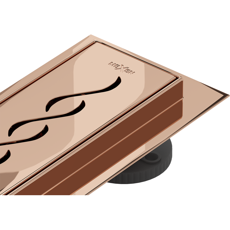 Mexen Flat 360° M18 otočný lineárny odtok 90 cm, ružové zlato - 1623090-40