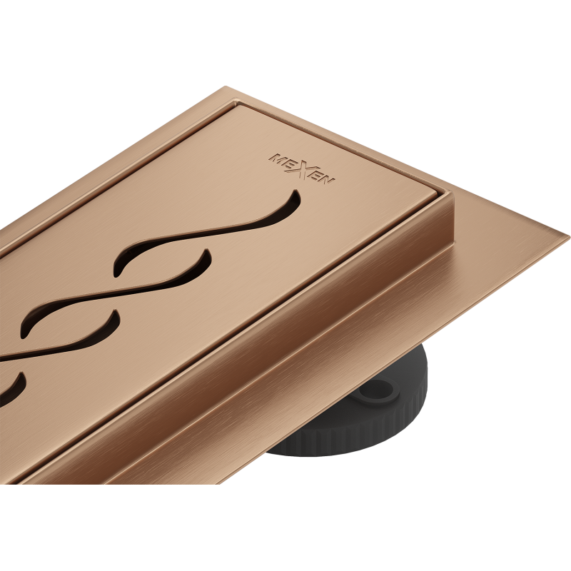 Mexen Flat 360° M18 otočný lineárny odtok 60 cm, kartáčovaná meď - 1C23060-40