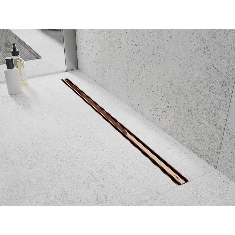 Mexen Flat 360° Slim otočný lineárny odtok 80 cm, ružové zlato - 1641080