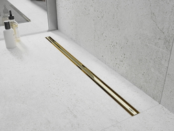 Mexen Flat 360° Slim otočný lineárny odtok 130 cm, zlatý - 1541130