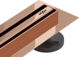 Mexen Flat 360° Slim otočný lineárny odtok 160 cm, ružové zlato - 1641160