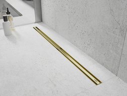 Mexen Flat 360° Slim otáčací líniový odtok 160 cm, zlatý kartáčovaný - 1A41160