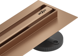 Mexen Flat 360° Slim rotačný lineárny odtok 110 cm, kartáčovaná meď - 1C41110