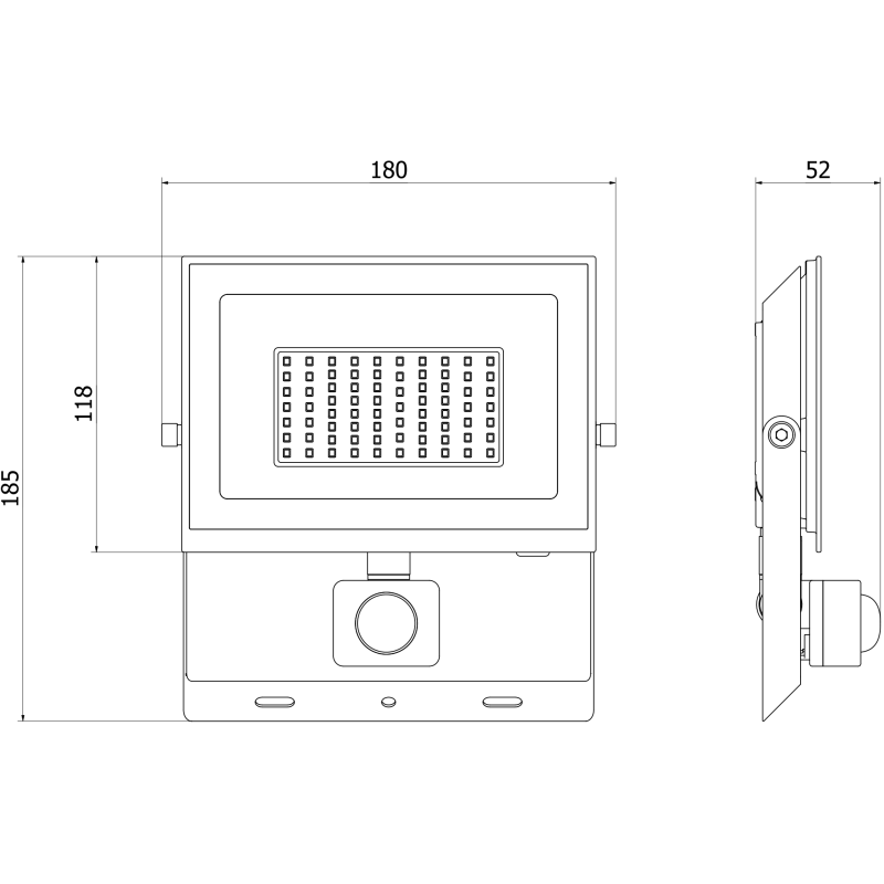 Mexen Luxpro LED svietidlo s pohybovým senzorom, 50W, Neutrálna - 4000K, 4500 lm, čierny - L235-050-40-70