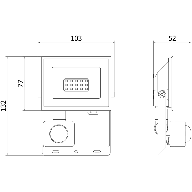 Mexen Luxpro+ LED reflektor s pohybovým senzorom, 10W, Studená - 6500K, 1100 lm, čierny - L236-010-65-70