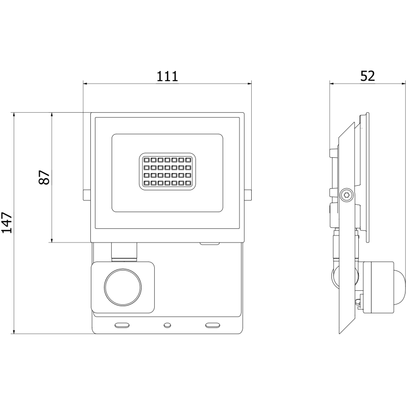 Mexen Luxpro+ LED reflektor s pohybovým senzorom, 20W, Studená - 6500K, 2200 lm, biela - L236-020-65-20