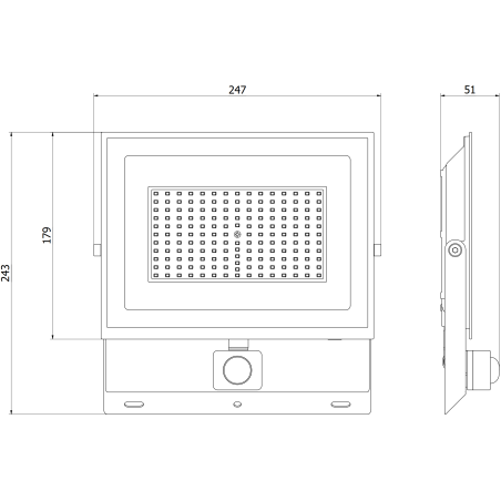Mexen Luxpro+ LED reflektor s pohybovým senzorom, 100W, Neutrálna - 4000K, 11000 lm, čierny - L236-100-40-70