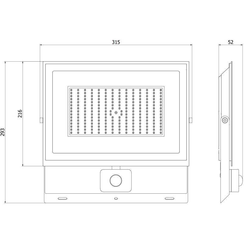 Mexen Luxpro+ LED reflektor s pohybovým senzorom, 150W, Neutrálna - 4000K, 16500 lm, čierny - L236-150-40-70