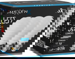 Mexen Nova 3x LED žiarovka E27, A60, 6W, Studená - 6500K, 630 lm - L100-E27-0665-01x03