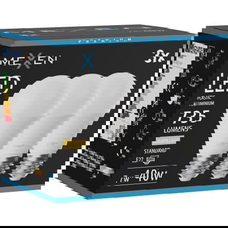 Mexen Nova 3x Žiarovka LED E27, A60, 7W, Teplá - 3000K, 735 lm - L100-E27-0730-01x03