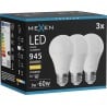 Mexen Nova 3x LED žiarovka E27, A60, 9W, Teplá - 3000K, 945 lm - L100-E27-0930-01x03