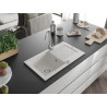 Mexen Pablo granitový drez s 1 komorou a odkvapkávačom 752 x 436 mm, biely, chrómový sifón - 6510751010-20