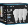 Mexen Nova 3x LED žiarovka E27, A70, 18W, Studená - 6500K, 1890 lm - L100-E27-1865-01x03