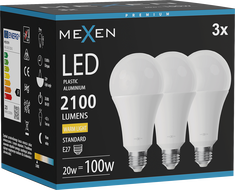 Mexen Nova 3x LED žiarovka E27, A70, 20W, Teplá - 3000K, 2100 lm - L100-E27-2030-01x03