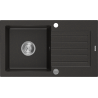 Mexen Pablo Granitový drez s 1 komorou a odkvapkávačom 752 x 436 mm, čierny/zlatý metalik, chrómový sifón