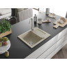 Mexen Enzo granitový drez 1-komorový s odkvapkávačom 576 x 465 mm, béžový, sifón chróm - 6506571005-69