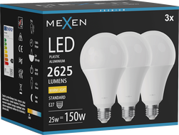 Mexen Nova 3x LED žiarovka E27, A95, 25W, Teplá - 3000K, 2625 lm - L100-E27-2530-01x03