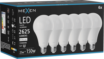 Mexen Nova 6x LED žiarovka E27, A95, 25W, Neutrálna - 4000K, 2625 lm - L100-E27-2540-01x06