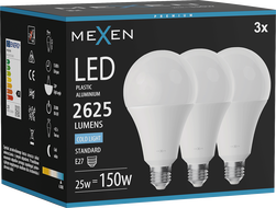 Mexen Nova 3x LED žiarovka E27, A95, 25W, Studená - 6500K, 2625 lm - L100-E27-2565-01x03