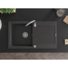 Mexen Leo granitový drez 1-komorový s odkvapkávačom 900 x 500 mm, čierna bodkovaná, sifón chróm - 6501901010-76