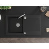Mexen Leo granitový drez s odkvapkávačom, 1-komorový, 900 x 500 mm, čierny, chrómový sifón - 6501901010-77