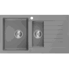 Mexen Matias žulový drez 1,5-komorový s odkvapkávačom 900 x 505 mm, sivý, sifón chróm - 6502901505-71