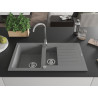Mexen Matias granitový drez 1,5-komorový s odkvapkávacou plochou 900 x 505 mm, sivý, sifón chróm - 6502901505-71