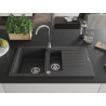 Mexen Matias granitový drez 1,5-komorový s odkvapkávačom 900 x 505 mm, čierny bodkovaný, sifón chróm - 6502901505-76