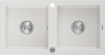Mexen Mario granitový dvojkomorový drez 820 x 436 mm, biela- 6504822000-20