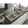 Mexen Mario Granitový dvojkomorový drez 820 x 436 mm, béžový, chrómový sifón - 6504822000-69