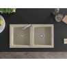 Mexen Mario Granitový dvojkomorový drez 820 x 436 mm, béžový, chrómový sifón - 6504822000-69