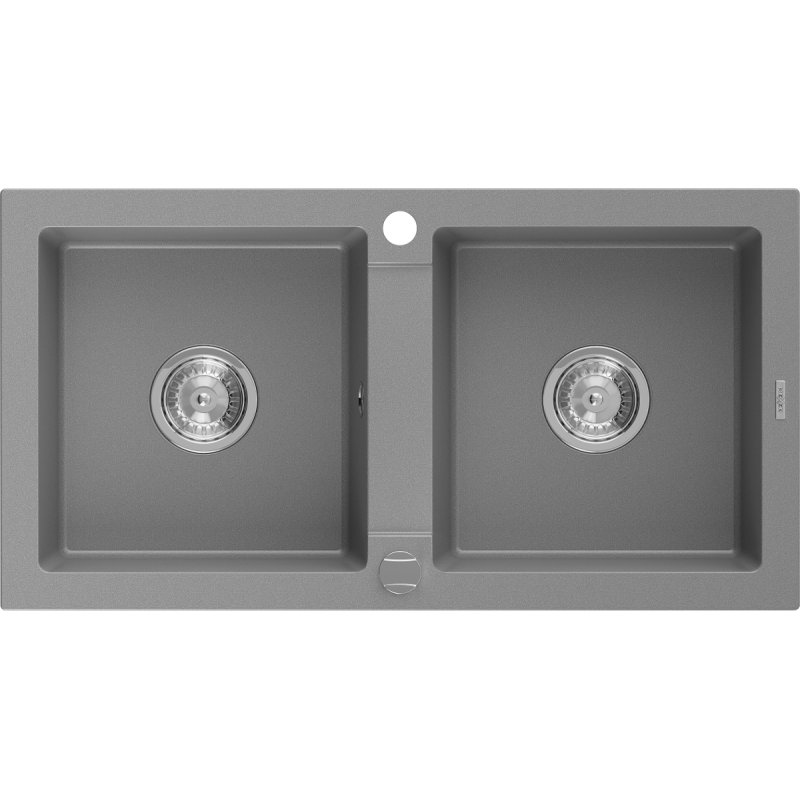 Mexen Mario žulový drez 2-komorový 820 x 436 mm, sivý, sifón chróm - 6504822000-71