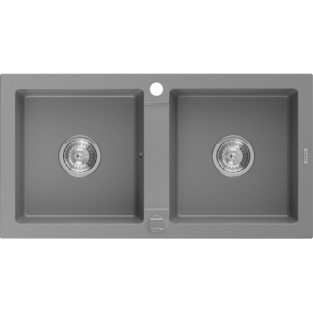 Mexen Mario žulový drez 2-komorový 820 x 436 mm, sivý, sifón chróm - 6504822000-71