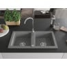 Mexen Mario žulový drez 2-komorový 820 x 436 mm, sivý, sifón chróm - 6504822000-71