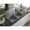 Mexen Mario žulový drez 2-komorový 820 x 436 mm, sivý, sifón chróm - 6504822000-71