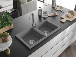 Mexen Mario granitový dvojkomorový drez 820 x 436 mm, šedá - 6504822000-71