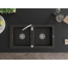 Mexen Mario granitový drez 2-komorový 820 x 436 mm, čierny/zlatý metalický, sifón chróm - 6504822000-75