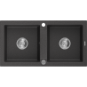 Mexen Mario granitový drez 2-komorový 820 x 436 mm, čierny škvrnitý, sifón chróm - 6504822000-76