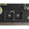 Mexen Mario granitový drez 2-komorový 820 x 436 mm, čierny škvrnitý, sifón chróm - 6504822000-76